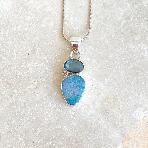 Opal & Topaz Jungli Pendant