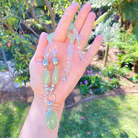 Prehnite & Crystal Quartz Beaded Necklace