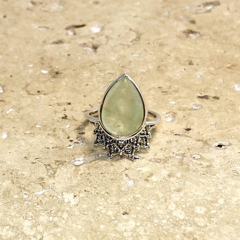 Prehnite Teardrop Ring - Aditi