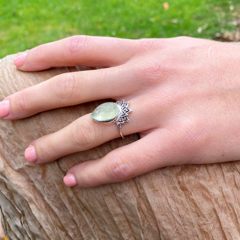 Prehnite Teardrop Ring - Aditi