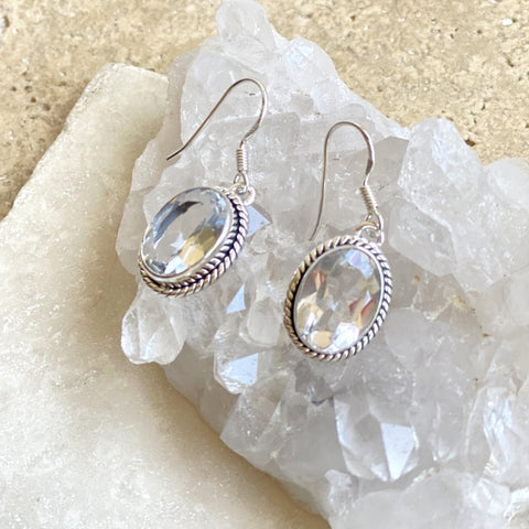 Quartz Crystal Oval Earrings