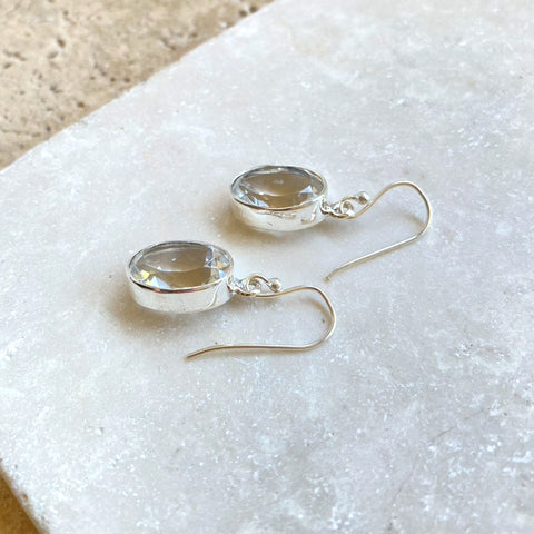 Quartz Crystal Oval Earrings - Grace