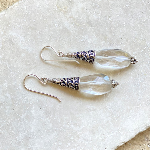 Quartz Crystal Beaded Earrings