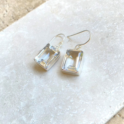 Quartz Crystal Rectangular Earrings - Grace