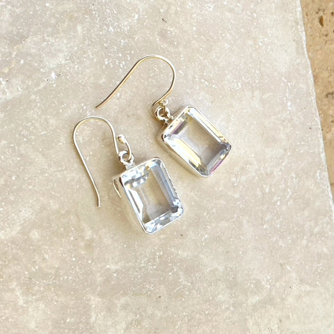 Quartz Crystal Rectangular Earrings - Grace