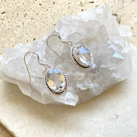 Quartz Crystal Oval Earrings