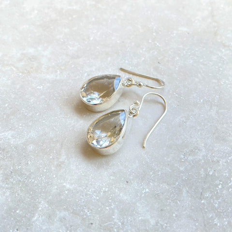 Quartz Crystal Teardrop Earrings - Grace