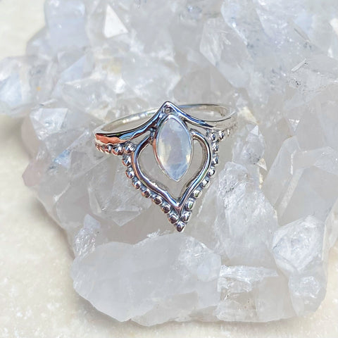 Rainbow Moonstone Marquise Aria Ring