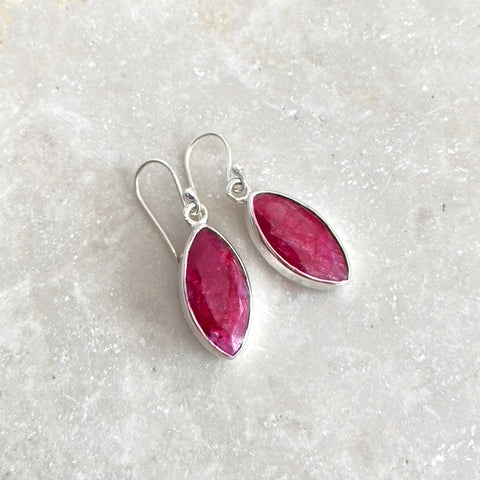 Ruby Red Quartz Marquise Earrings - Grace