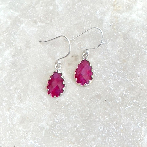 Ruby Red Quartz Teardrop Earrings - Melita