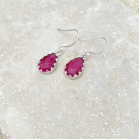 Ruby Red Quartz Teardrop Earrings - Melita