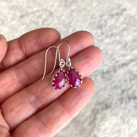 Ruby Red Quartz Teardrop Earrings - Melita