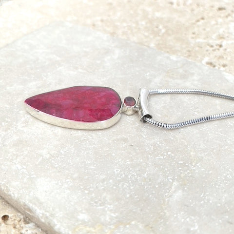 Ruby Red Quartz Teardrop Amrita Necklace