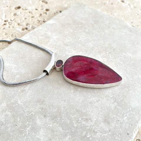 Ruby Red Quartz Teardrop Amrita Necklace