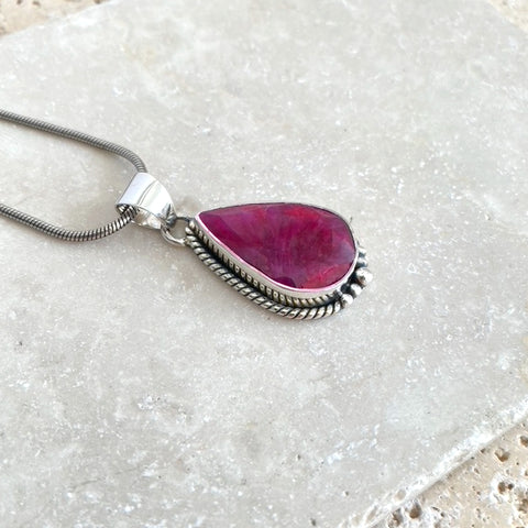 Ruby Red Quartz Teardrop Astrid Pendant