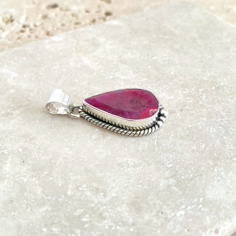 Ruby Red Quartz Teardrop Astrid Pendant