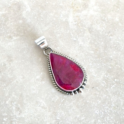 Ruby Red Quartz Teardrop Astrid Pendant