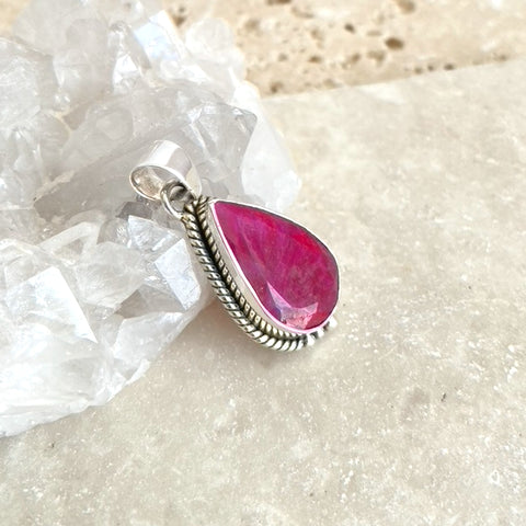 Ruby Red Quartz Teardrop Astrid Pendant