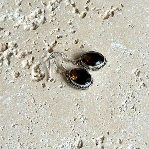 Smoky Quartz Oval Artisan Earrings