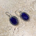 Sapphire Blue Quartz Oval Earrings - Anjali