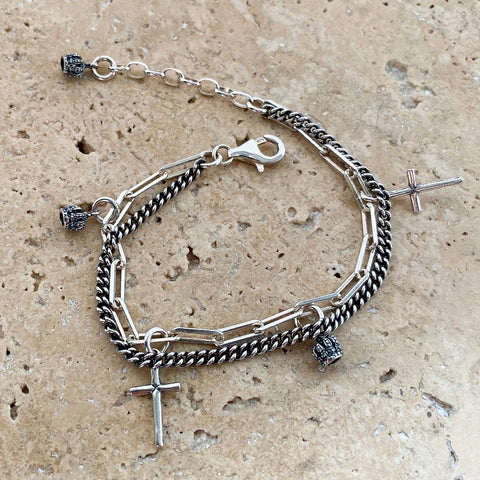 Silver Urban Style Layered Bracelet