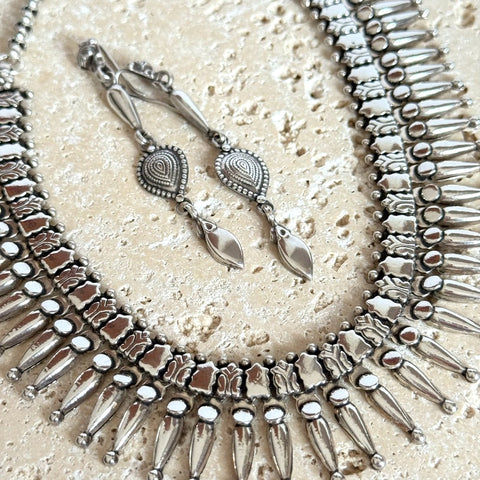 Silver Ethnic Drop Earrings - Banjara
