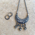 Silver Oxidised Crescent Necklace