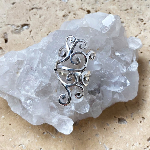 Silver Swirling Vines Ring