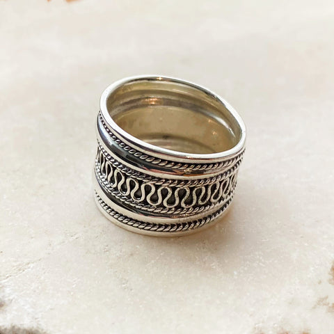 Silver Ethnic Band Ring