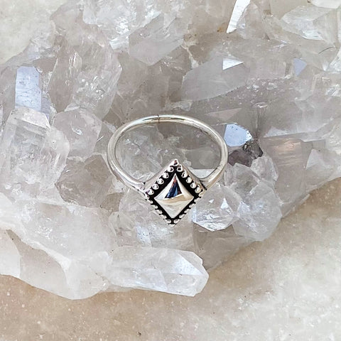 Silver Diamond Shaped Ring