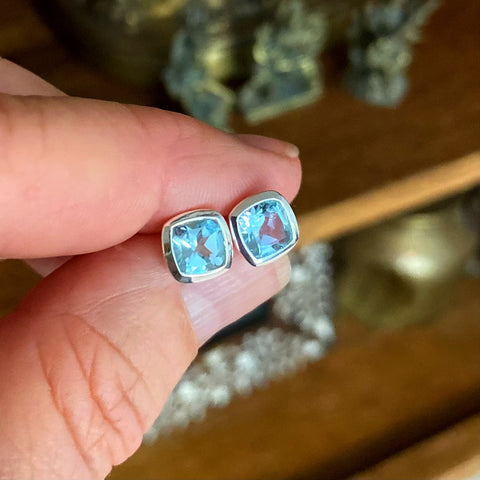 Topaz Stud Earrings - Bezel