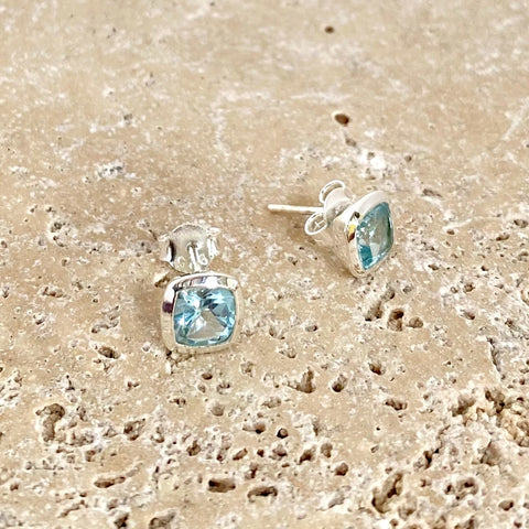 Topaz Stud Earrings - Bezel