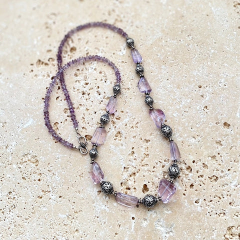 Amethyst & Artisan Bead Necklace