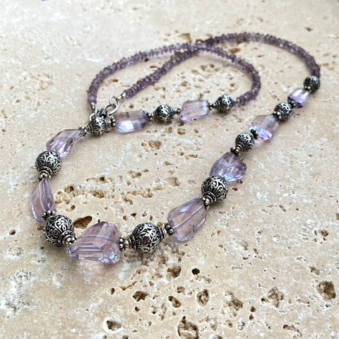 Amethyst & Artisan Bead Necklace