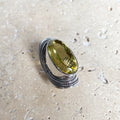 Lemon Quartz Long Oval Gemstone Ring - Devi