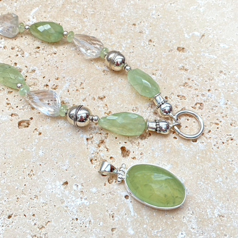 Prehnite & Crystal Quartz Beaded Necklace