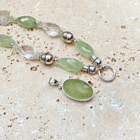 Prehnite & Crystal Quartz Beaded Necklace