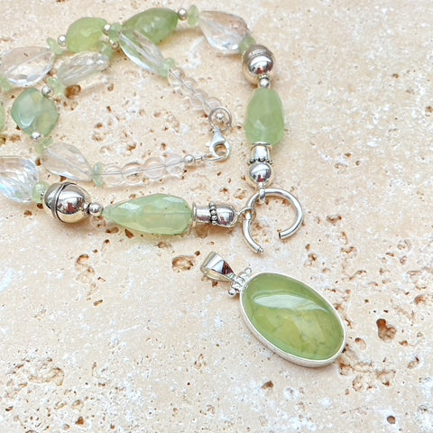 Prehnite & Crystal Quartz Beaded Necklace