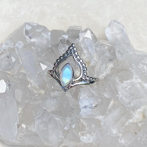 Rainbow Moonstone Marquise Aria Ring