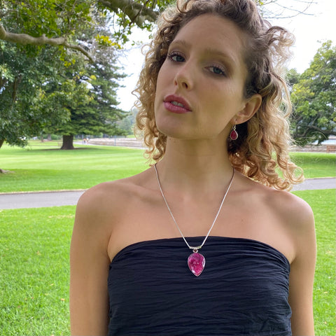 Ruby Red Quartz Teardrop Amrita Necklace