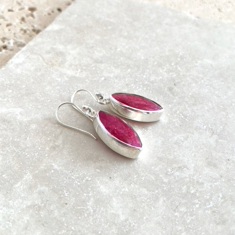 Ruby Red Quartz Marquise Earrings - Grace
