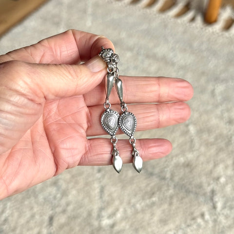 Silver Ethnic Drop Earrings - Banjara