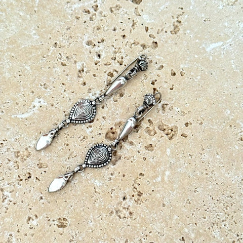 Silver Ethnic Drop Earrings - Banjara