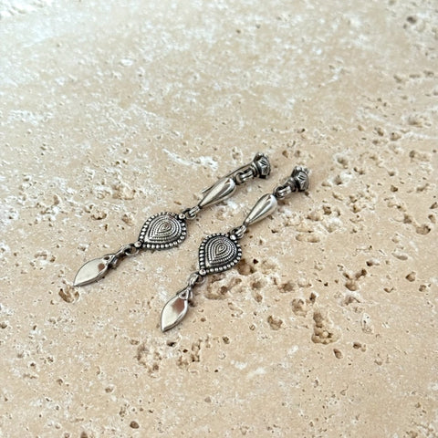 Silver Ethnic Drop Earrings - Banjara