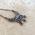 Silver Oxidised Crescent Necklace