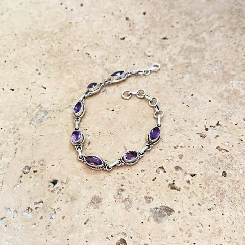 Amethyst Bracelet with Marquise and Oval Gemstones- Miro