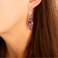 Amethyst Earrings with large Oval Gemstone- Freja