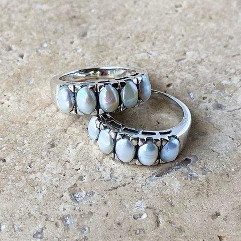 Pearl Ring with Five Gems - Eternity