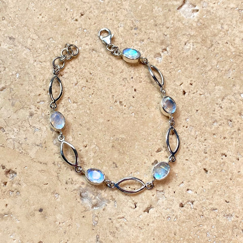 Rainbow Moonstone Five Gem Bracelet - Liriope