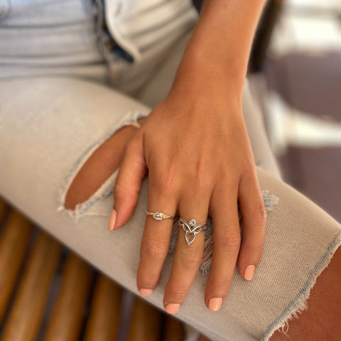 Rainbow Moonstone Delicate Ring with a hint of Gold - Issie